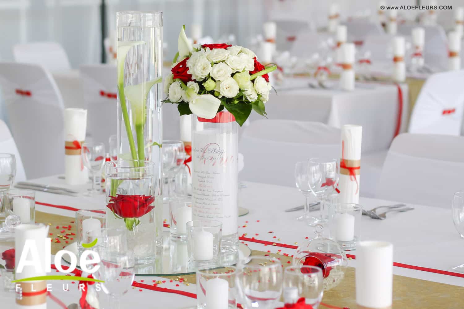 Décoration De Mariage Et Bouquet En Rouge Et Blanc   Aloé Fleurs Forbach   6