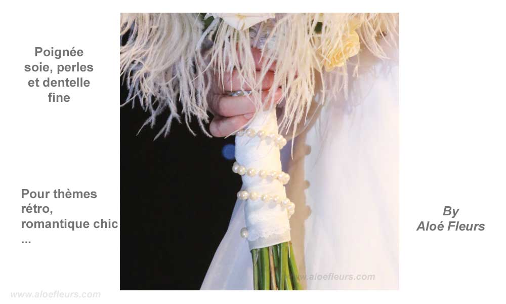Bouquet De Mariée Poignée  Soie Dentelle Et Perles