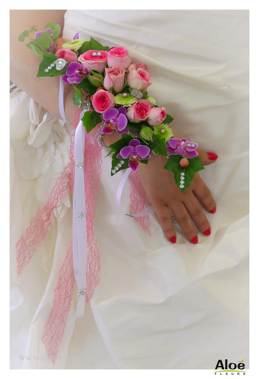 Cadre  Bouquet De Mariée Original En Manchette Aloefleurs.com 0638