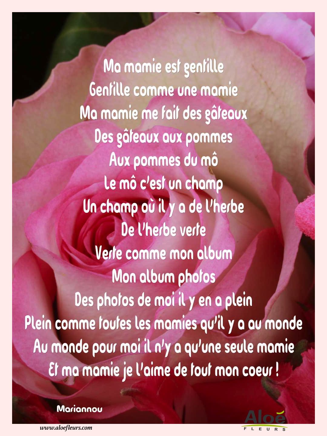 Poemes Fete Des Grands Meres 2016 Aloefleurs.com   Ma Mamie Est Gentille 