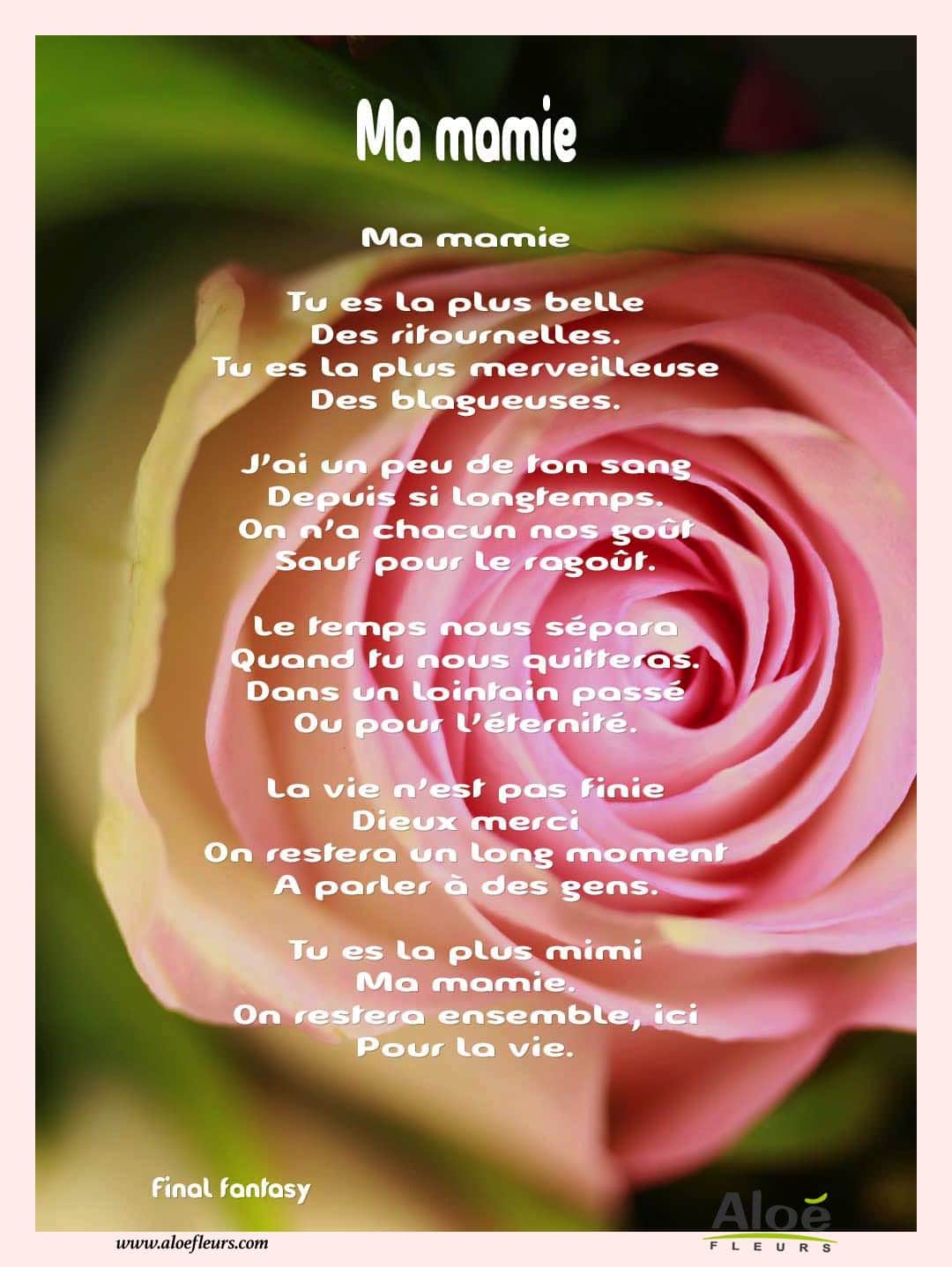 Poemes Fete Des Grands Meres 2016 Aloefleurs.com   Ma Mamie