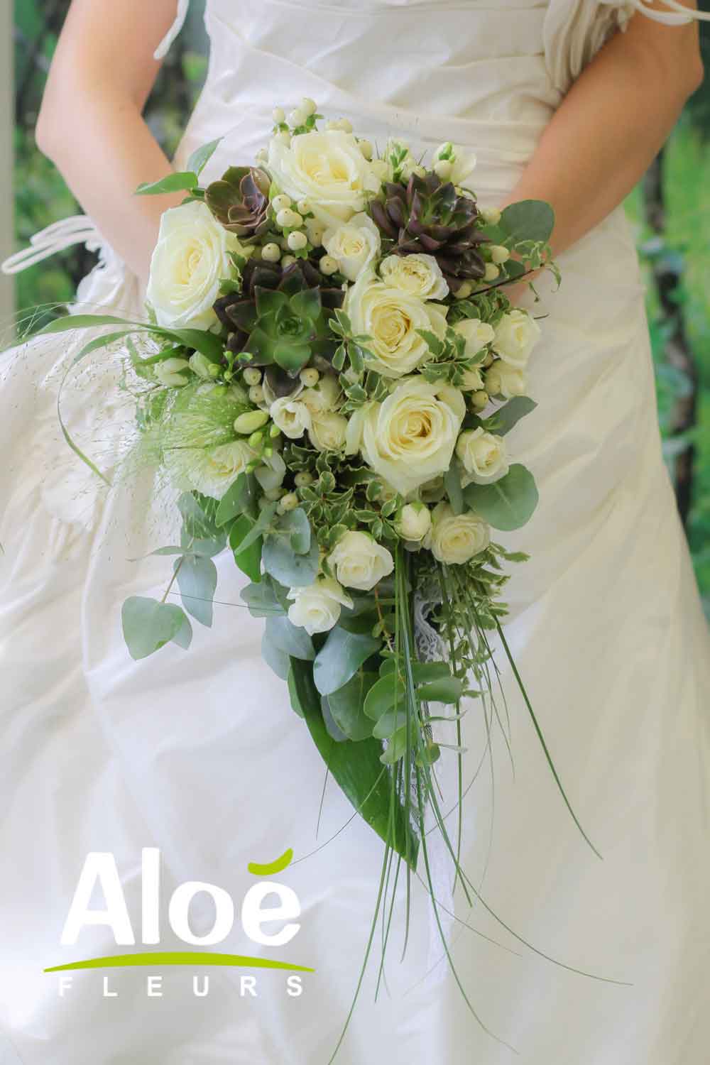 Bouquet De Mariée Blanc Cascade Retombant Chute