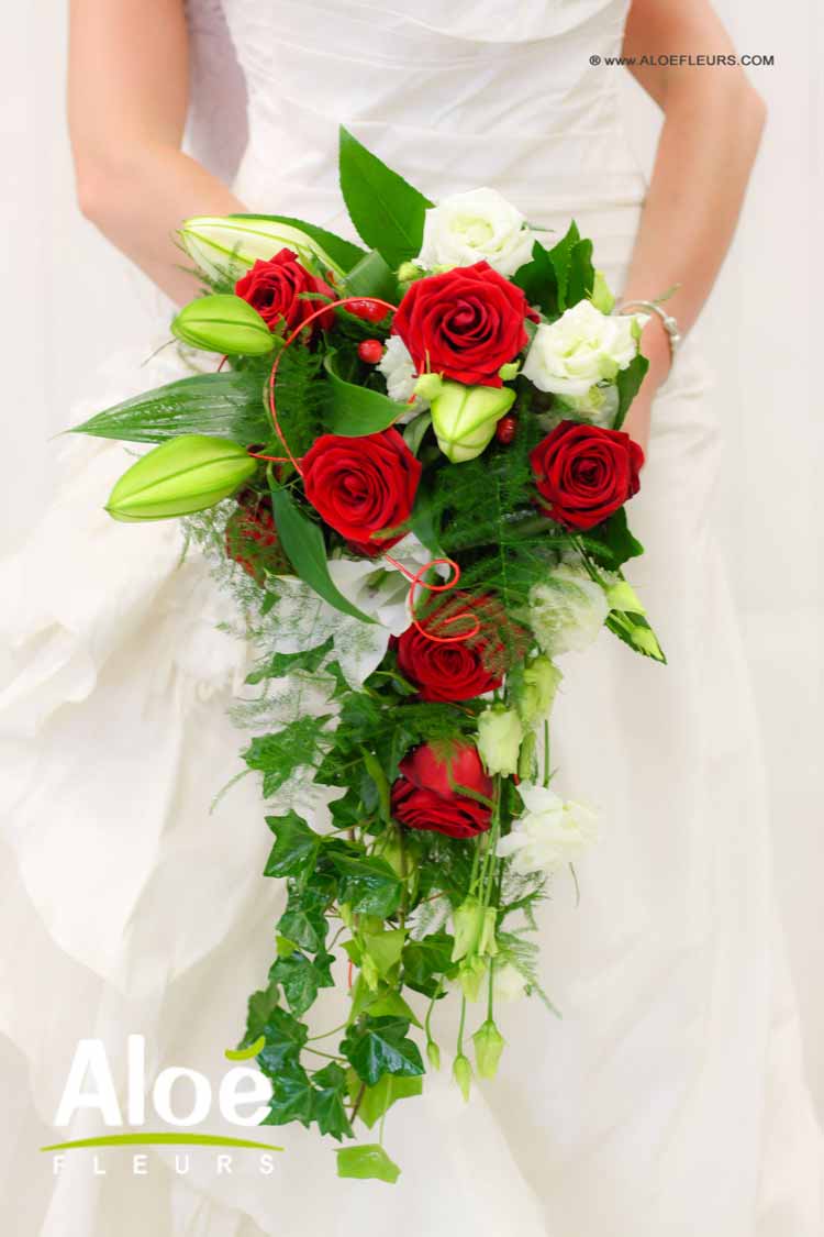 Décoration De Mariage Et Bouquet En Rouge Et Blanc   Aloé Fleurs Forbach   1