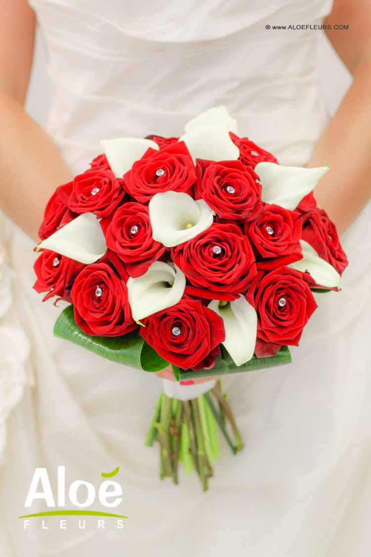 Décoration De Mariage Et Bouquet En Rouge Et Blanc   Aloé Fleurs Forbach   4