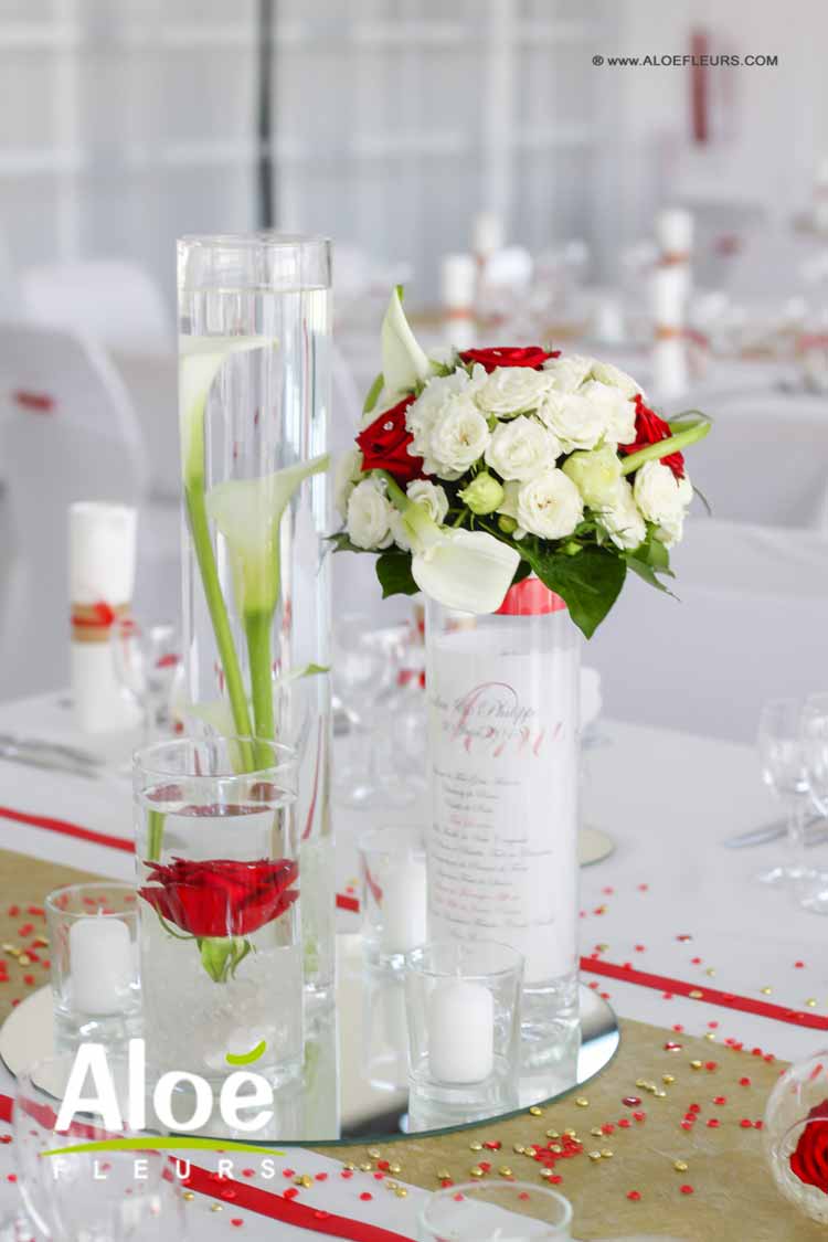 Décoration De Mariage Et Bouquet En Rouge Et Blanc   Aloé Fleurs Forbach   7
