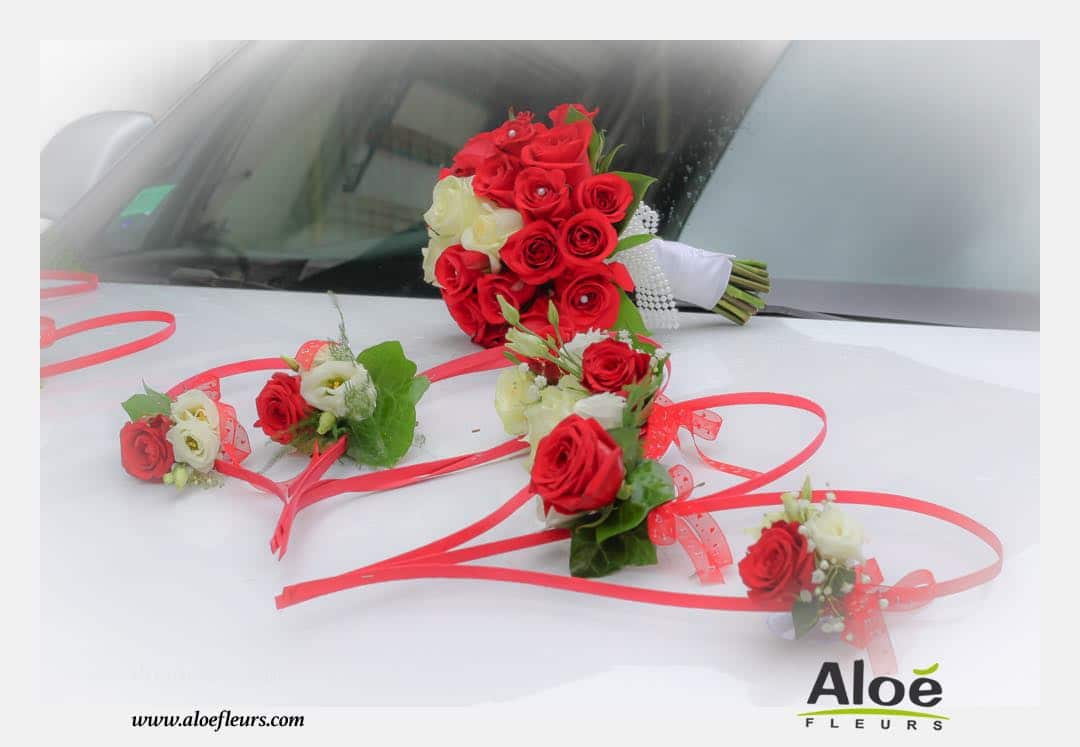 Mariage Tradition Rose Rouge Et Blanche  AloéFleurs    3071