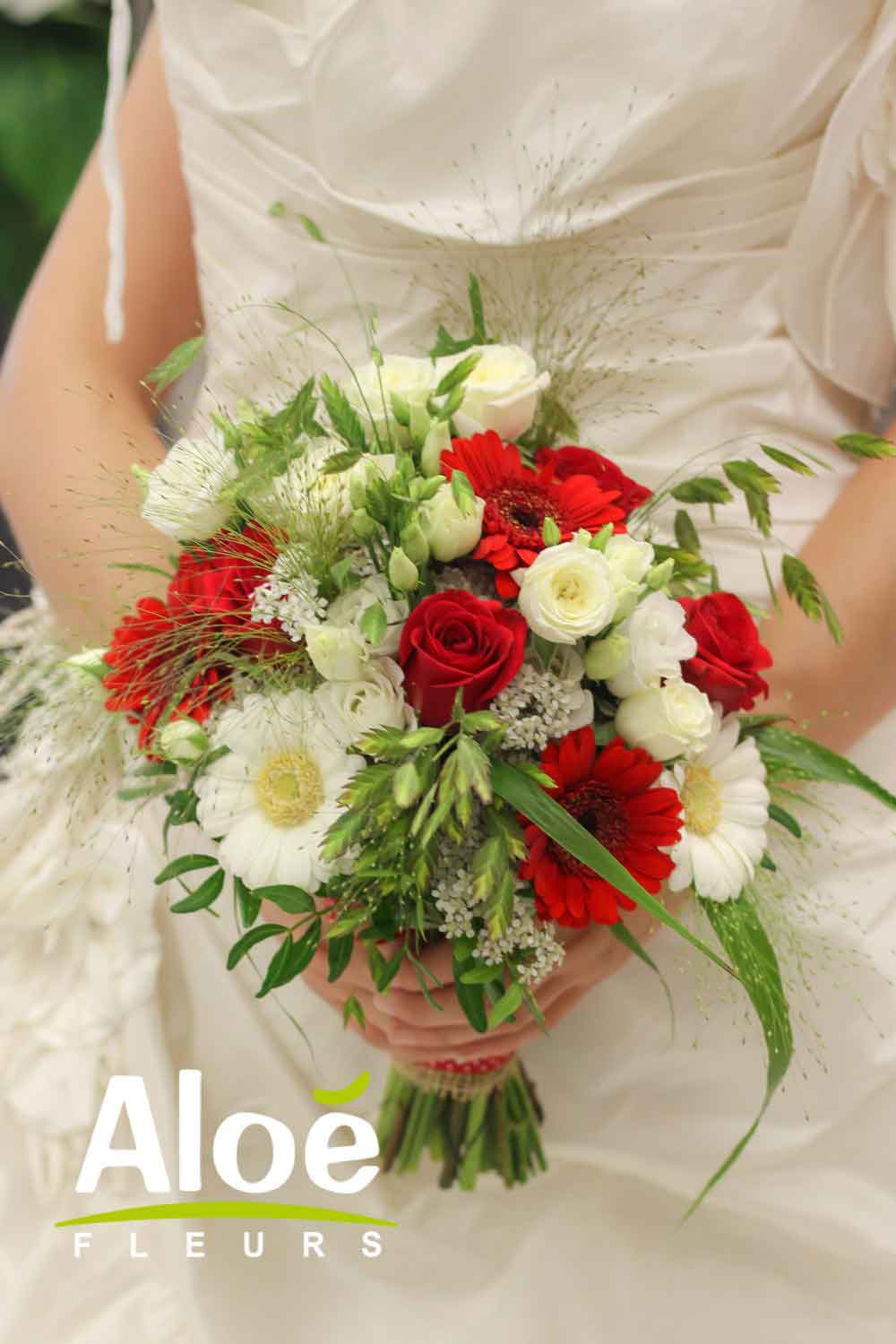 Bouquet De Mariée Mariage Rouge Et Blanc Aloe Fleurs 1