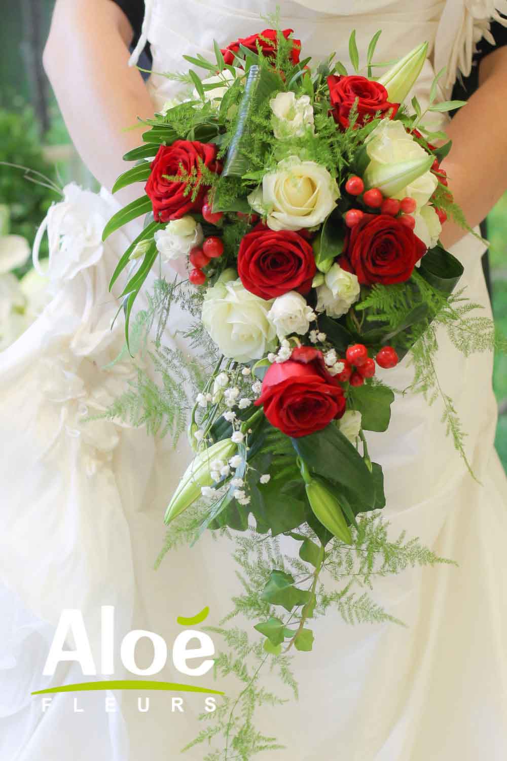 Bouquet De Mariée Mariage Rouge Et Blanc Aloe Fleurs 2