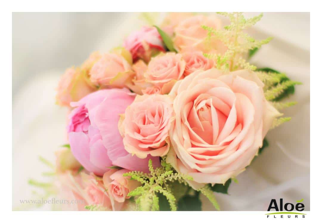 Cadre  Bouquet Mariée Et Mariage Pivoine Rose Ancienne Aloefleurs.com  0122 12